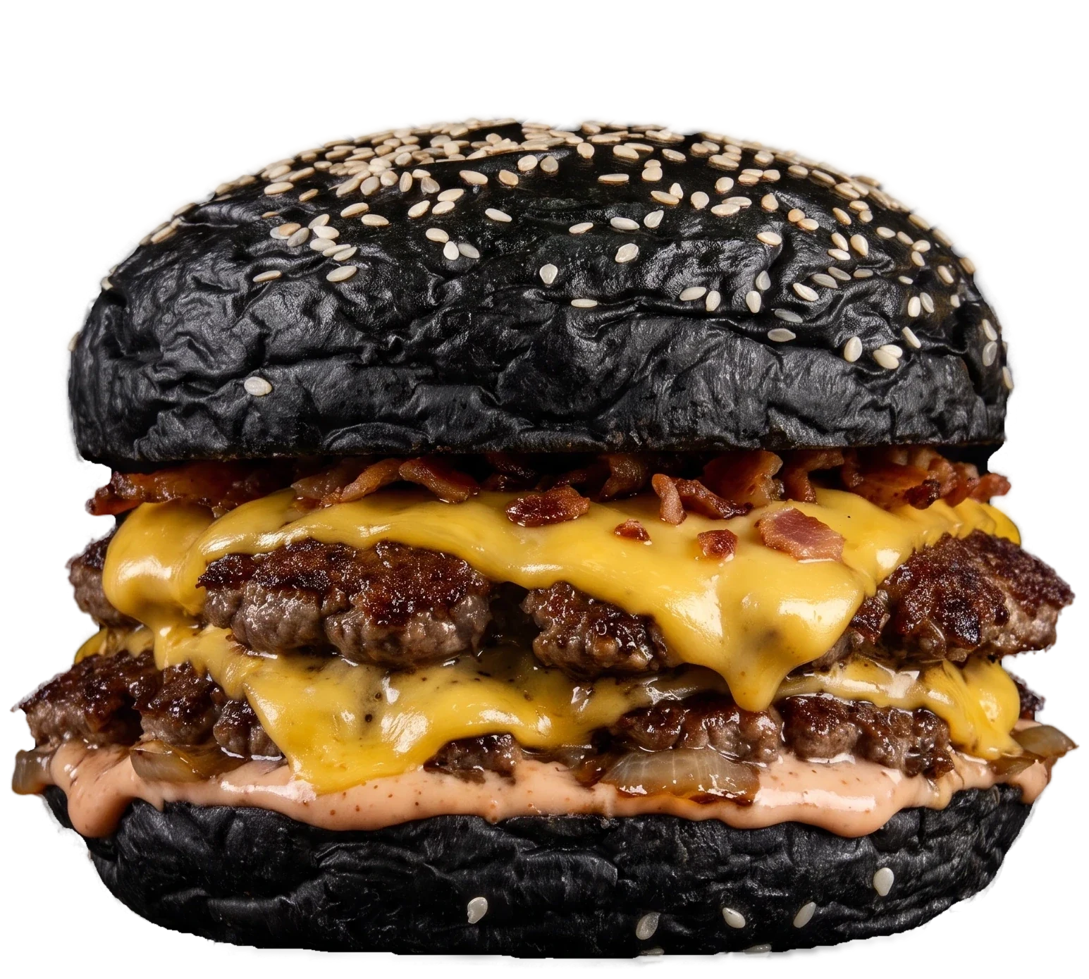BLACK SÉSAMO montado en hamburguesa