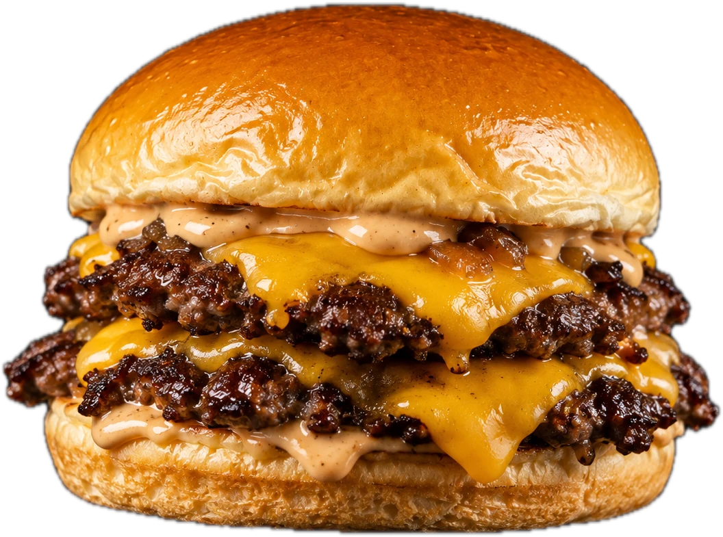 Smash burger maison, monté avec un pain brioche Briox Baker